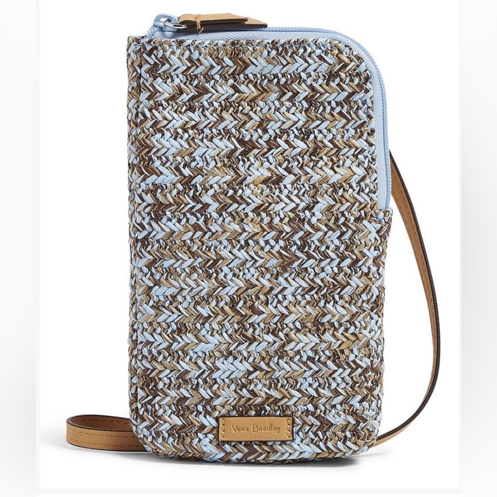 Vera Bradley Straw CellPhone Crossbody Mint Brown Sea Life